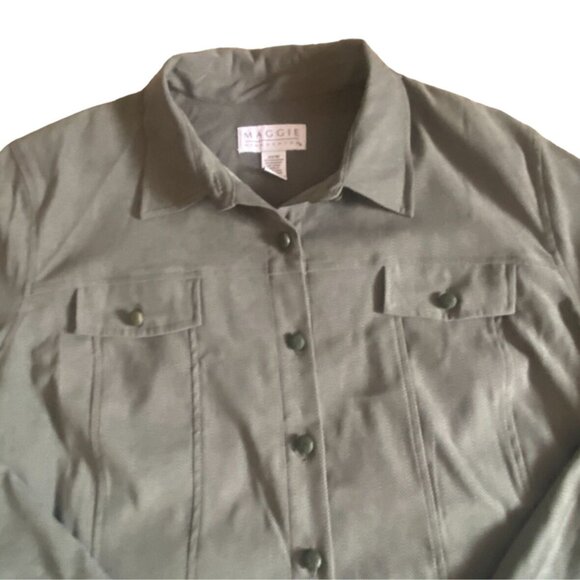 Maggie McNaughton 'Boston' Womens Textured Button Front Blouse-Green-20W-NWT - Picture 4 of 7